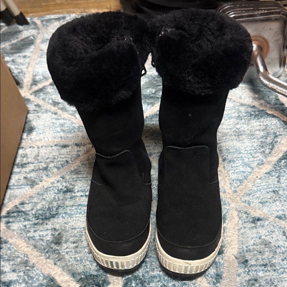 Pajar Black Winter Boots with Fur Trim size 8-8.5 - Picture 3 of 5
